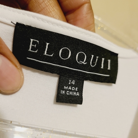 Eloquii | Classic White V-Neck 3/4 Length Sleeve Sheath Dress (Size 14) - Picture 3 of 16